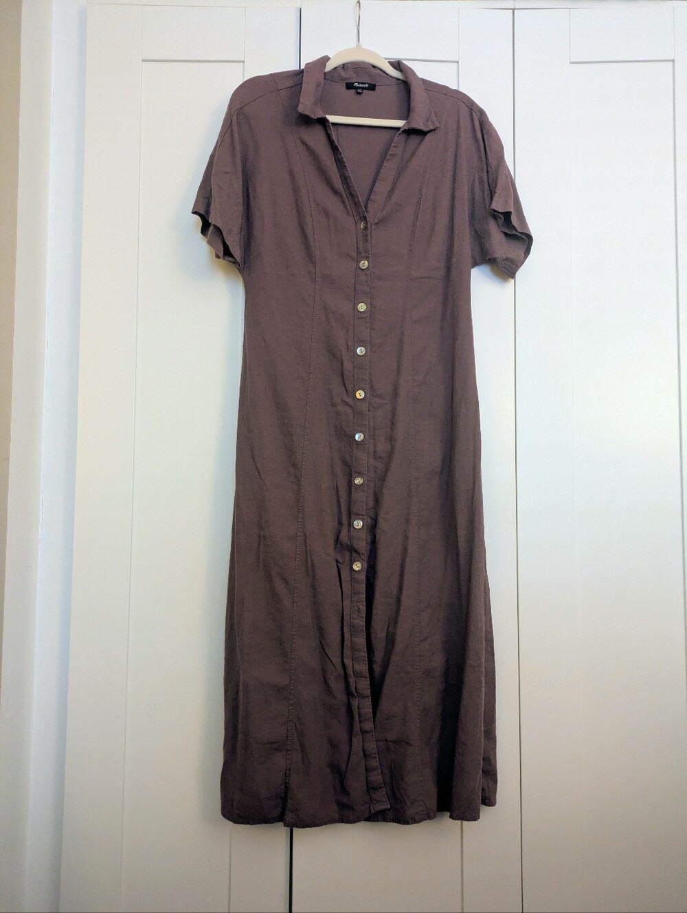 Madewell Linen Blend Plum Midi Dress In Medium